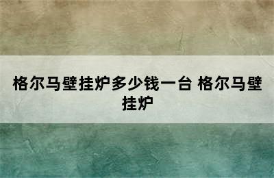 格尔马壁挂炉多少钱一台 格尔马壁挂炉